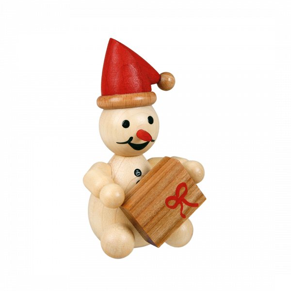 Schneemann Junior „Weihnachtswichtel mit Geschenk“ roter Mütze“