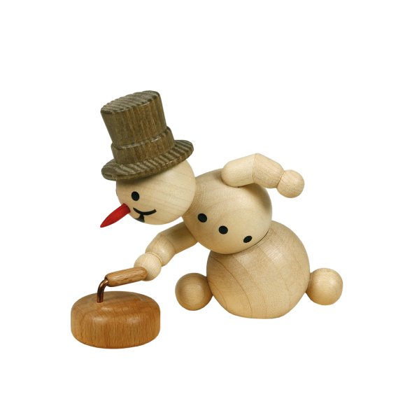 Schneemann „Curlingspieler mit Stein“ ohne Sockel
